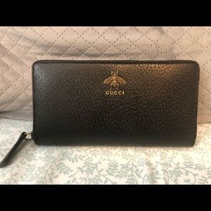 animalier leather zip around wallet